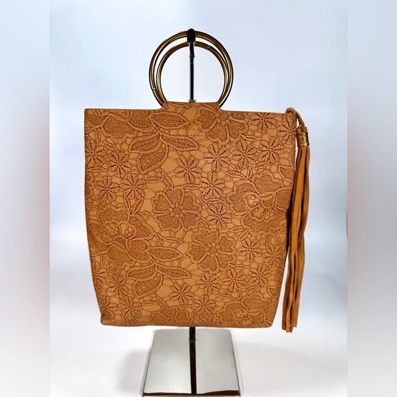 Anthropologie Handbags - Anthropologie  Elegant  Floral Embossed Tote Bag